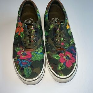 Polo Ralph Lauren Men's Canvas Sneakers Floral Camo Print Lace Up Size 10
